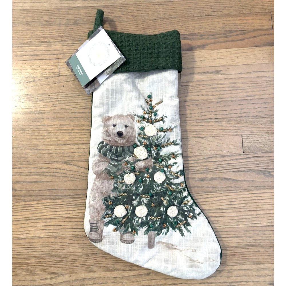 Rachel Ashwell THE FARMHOUSE BEAR CHRISTMAS‎ TREE Stocking 22 INCH NWT